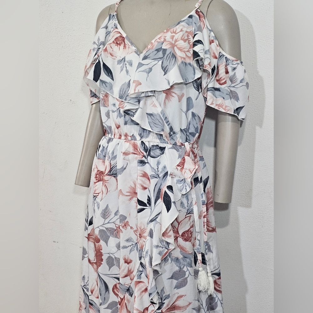 HLUSH Blush Floral High Low Dress with Ruffle Accents - Picture 2 of 11
